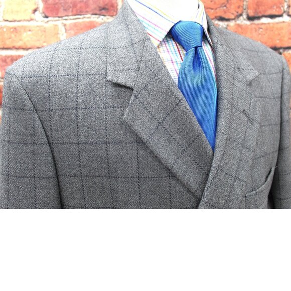 46 REG- NINO CERRUTI 100% WOOL SPORT COAT GRAY WINDOW PANE - Picture 1 of 7